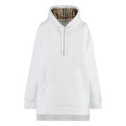 Checked Oversize Hoodie Burberry , White , Dames