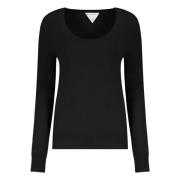 Kasjmier Crew-Neck Sweater met Geribbelde Details Bottega Veneta , Bla...