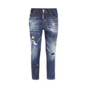 Stijlvolle Cropped Jeans met Distressed Details Dsquared2 , Blue , Dam...