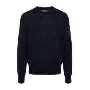 Geborduurde Logo Navy Jersey Sweater Dsquared2 , Black , Heren