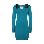 Geribbelde Wolmix Jurk Moschino , Green , Dames