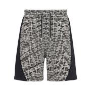 Katoenen shorts met monogram en klittenbandlogo Balmain , Black , Here...