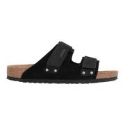 Leren Slides met Klittenbandsluiting Birkenstock , Black , Dames