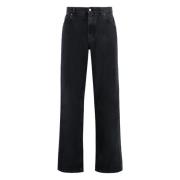 Loszittende Jeans met Metalen Knopen Dolce & Gabbana , Black , Heren