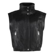 Leren vest met zakken Pinko , Black , Dames