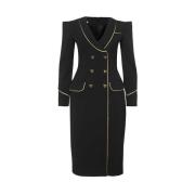 Blazerjurk met Gouden Afwerking Moschino , Black , Dames