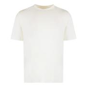 Geribbelde Katoenen Crew-Neck T-shirt Jil Sander , Beige , Heren