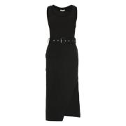 Katoenen jurk met riem en zak Alexander McQueen , Black , Dames