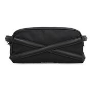 Nylon Waszak met Leren Details Alexander McQueen , Black , Heren