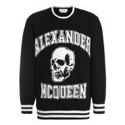 Logo Intarsia Wol Kasjmier Trui Alexander McQueen , Black , Heren