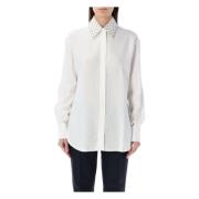 Kristal Geborduurde Boyfriend Shirt Wit Golden Goose , White , Dames