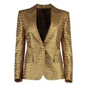 Single-breasted Jas met Cocco Jacquard Motief Tom Ford , Yellow , Dame...