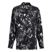 Zijden overhemd met contraststiksels Victoria Beckham , Black , Dames