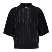 Wollen Polo Shirt met Contraststiksels Salvatore Ferragamo , Black , D...