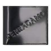 Kalfsleren Flap-over Portemonnee Salvatore Ferragamo , Black , Heren