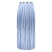 Midi Geplooide Rok met Metalen Knopen Salvatore Ferragamo , Blue , Dam...