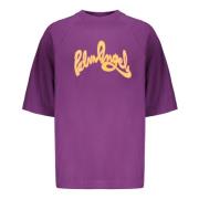 Logo Print Katoenen T-shirt Palm Angels , Purple , Heren