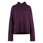 Geribbelde Cashmere Coltrui Jil Sander , Purple , Dames