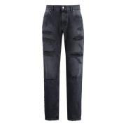 Versleten katoenen jeans Dolce & Gabbana , Black , Heren