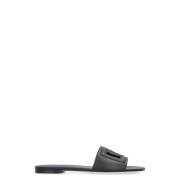 Leren slides met uitsparingen Dolce & Gabbana , Black , Dames