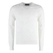 Zijden Geribbelde Crew-neck Sweater Dolce & Gabbana , Beige , Heren