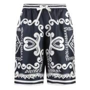 Zijden Bedrukte Bermuda Shorts Dolce & Gabbana , Blue , Heren