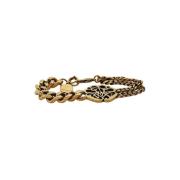 Logo Hanger Messing Armband Alexander McQueen , Yellow , Dames