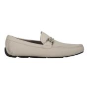 Korrelig Leren Loafers met Gancini Detail Salvatore Ferragamo , Beige ...