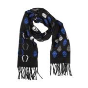 Wollen sjaal met schedelprint Alexander McQueen , Black , Heren