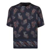 Katoenen Crew-Neck T-Shirt met Paisley Motief Etro , Multicolor , Here...