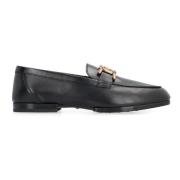 Leren Loafers met Ronde Toeline Tod's , Black , Dames