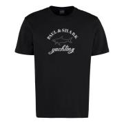 Geprinte katoenen T-shirt Paul & Shark , Black , Heren