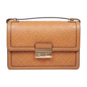 Monogram Leren Schoudertas Tan Tory Burch , Brown , Dames