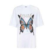 Katoenen T-shirt met print Msgm , White , Dames