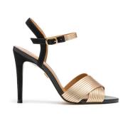 Gouden en zwarte sandalen gemaakt van twee soorten leer Kazar , Black ...