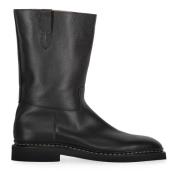 Leren laarzen met ronde neus John Lobb , Black , Heren