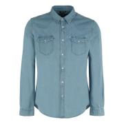 Klassieke Denim Overhemd Hydrogen , Blue , Heren