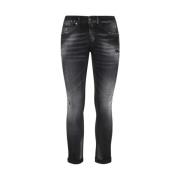 Distressed Stretch Denim Broek Dondup , Black , Heren