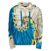 Tie-Dye Gebreide Hoodie Off White , Multicolor , Heren