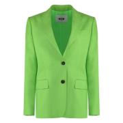 Klassieke Blazer met Reverskraag Msgm , Green , Dames