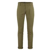 Stretch Katoenen Broek met Omgeslagen Zoom Dondup , Green , Heren