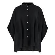 Zijden blouse met contrasterende kleur knopen Barba Napoli , Black , D...