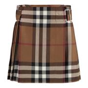 Geplooide wollen rok Burberry , Brown , Dames