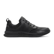 Zwarte Leren Sneakers voor Mannen Kazar , Black , Heren