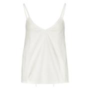 Geplooide V-hals Linnen Tanktop Ambush , White , Dames