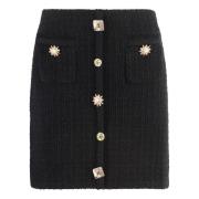 Gebreide Mini Rok met Sierknopen Self Portrait , Black , Dames