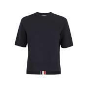 Geribbelde Gebreide T-shirt Thom Browne , Blue , Dames