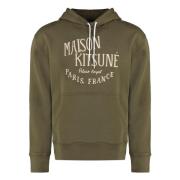 Katoenen Hoodie met Ribdetails Maison Kitsuné , Green , Heren