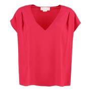 Zijden Geplooide Blouse Genny , Pink , Dames