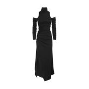 Jurk met split en koude schouders Dondup , Black , Dames